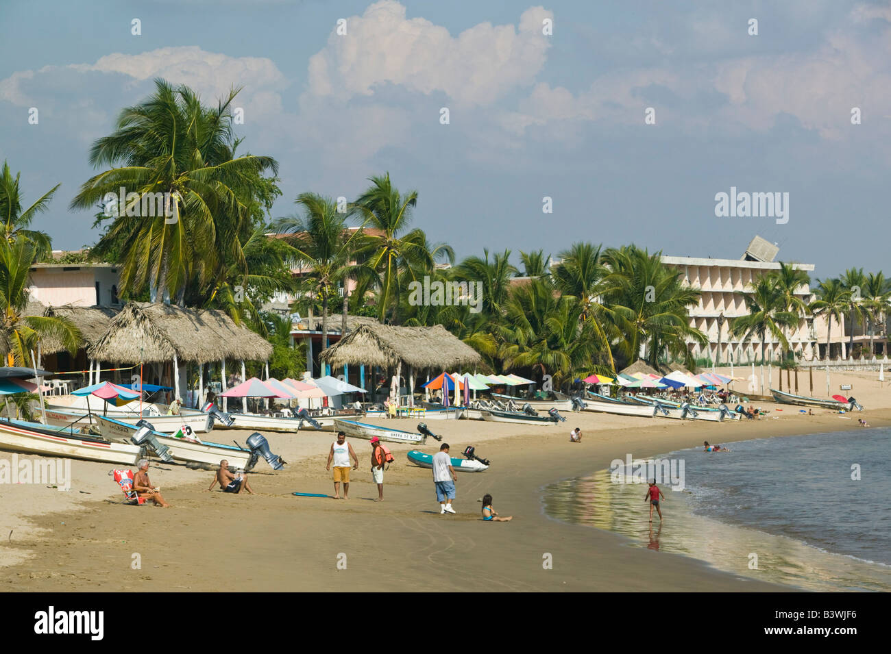 Mexico, Jalisco, Melaque. Town Beach / Bahia de Navidad Bay Stock Photo