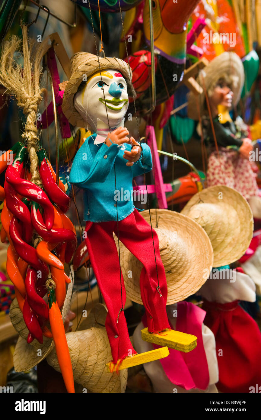 Mexico, Guerrero, Zihuatanejo. Mexican Puppets at the Tourist Market