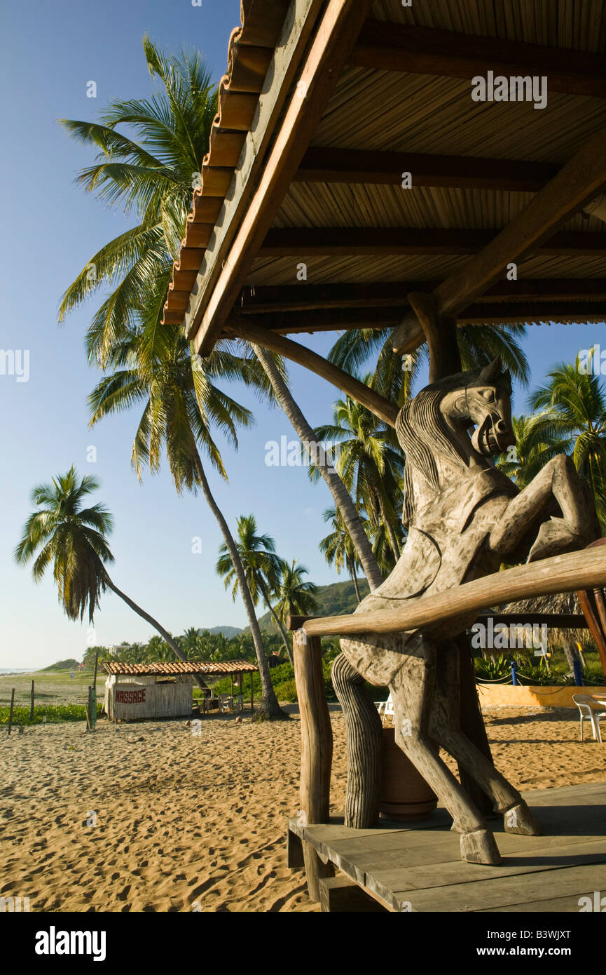 Mexico, Guerrero, Troncones. Troncones Beach / Horse Sculpture Stock Photo
