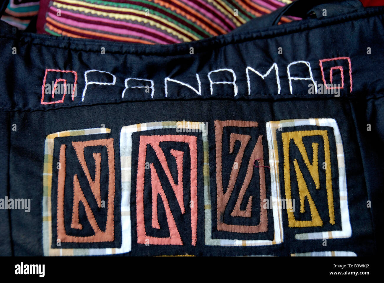 Central America, Panama, Cristobal. Kuna Indian traditional molas. Stock Photo