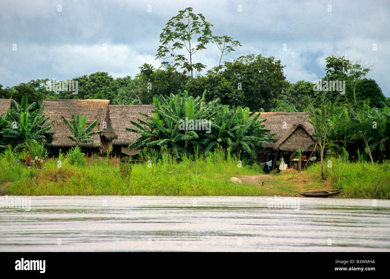 South America; Peru; Amazon River village Stock Photo Alamy