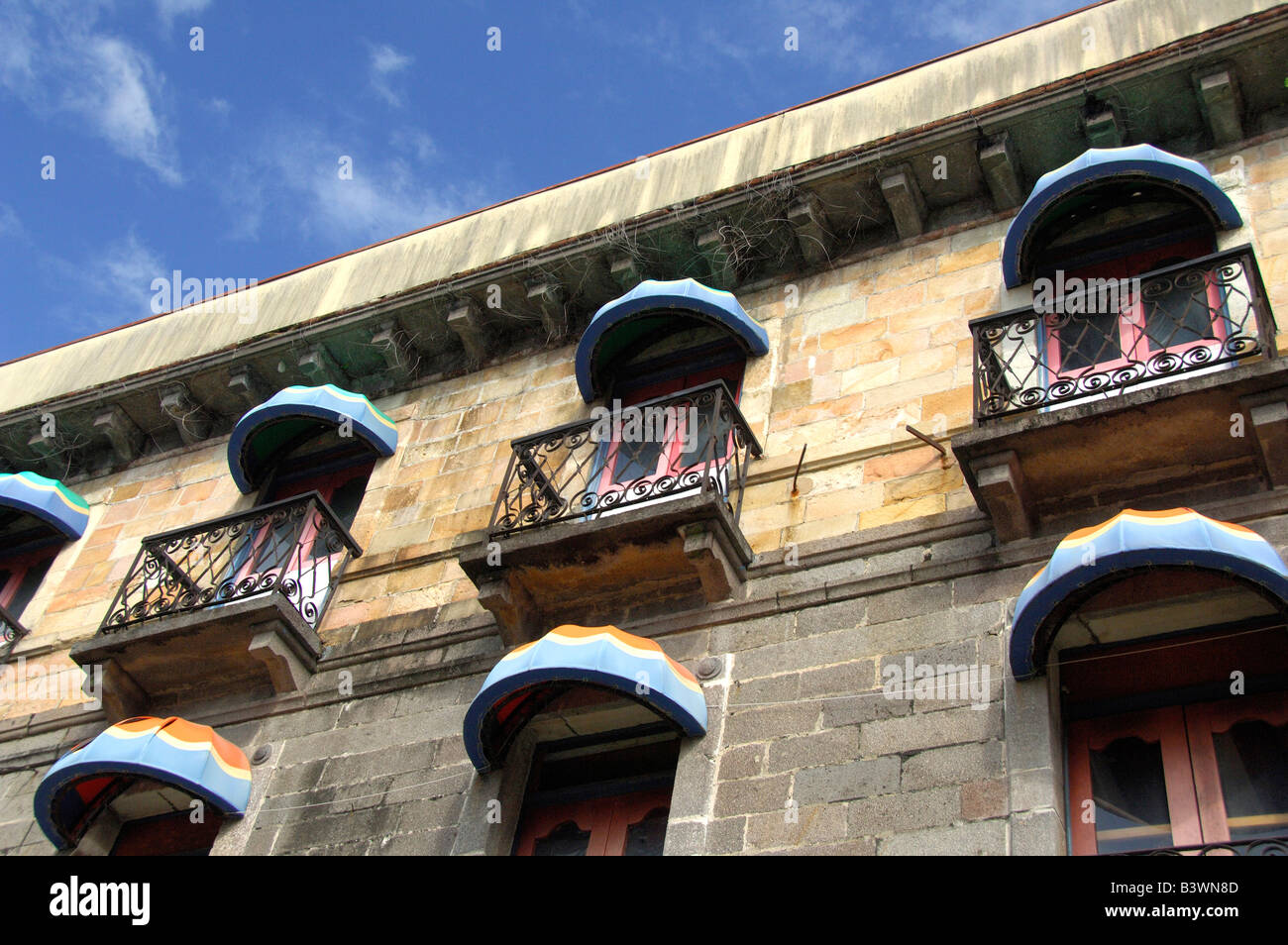 Central America, Costa Rica, Limon. Typical downtown building with