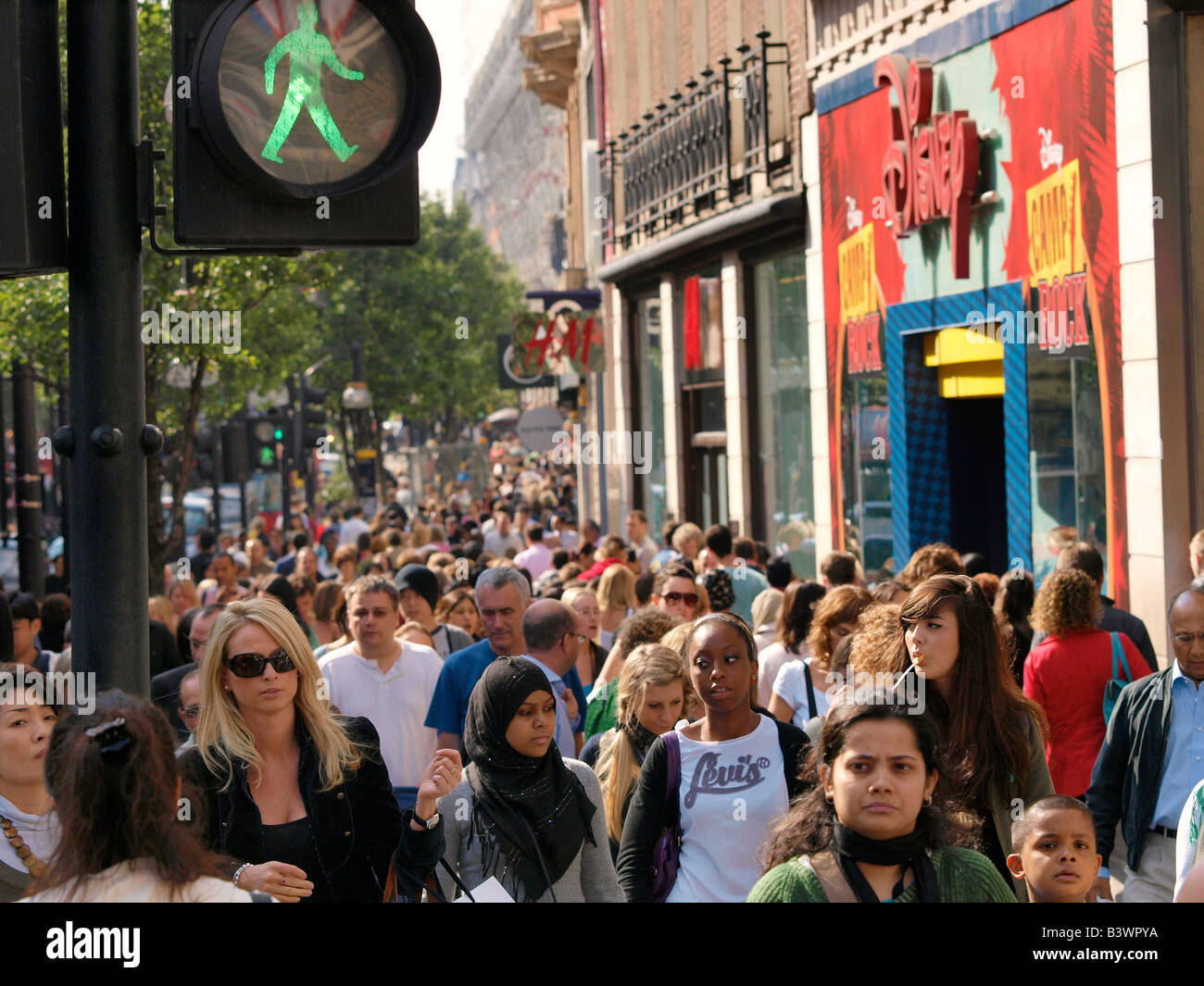 Oxford street London UK on a nice day with many people women shopping Stock Photo