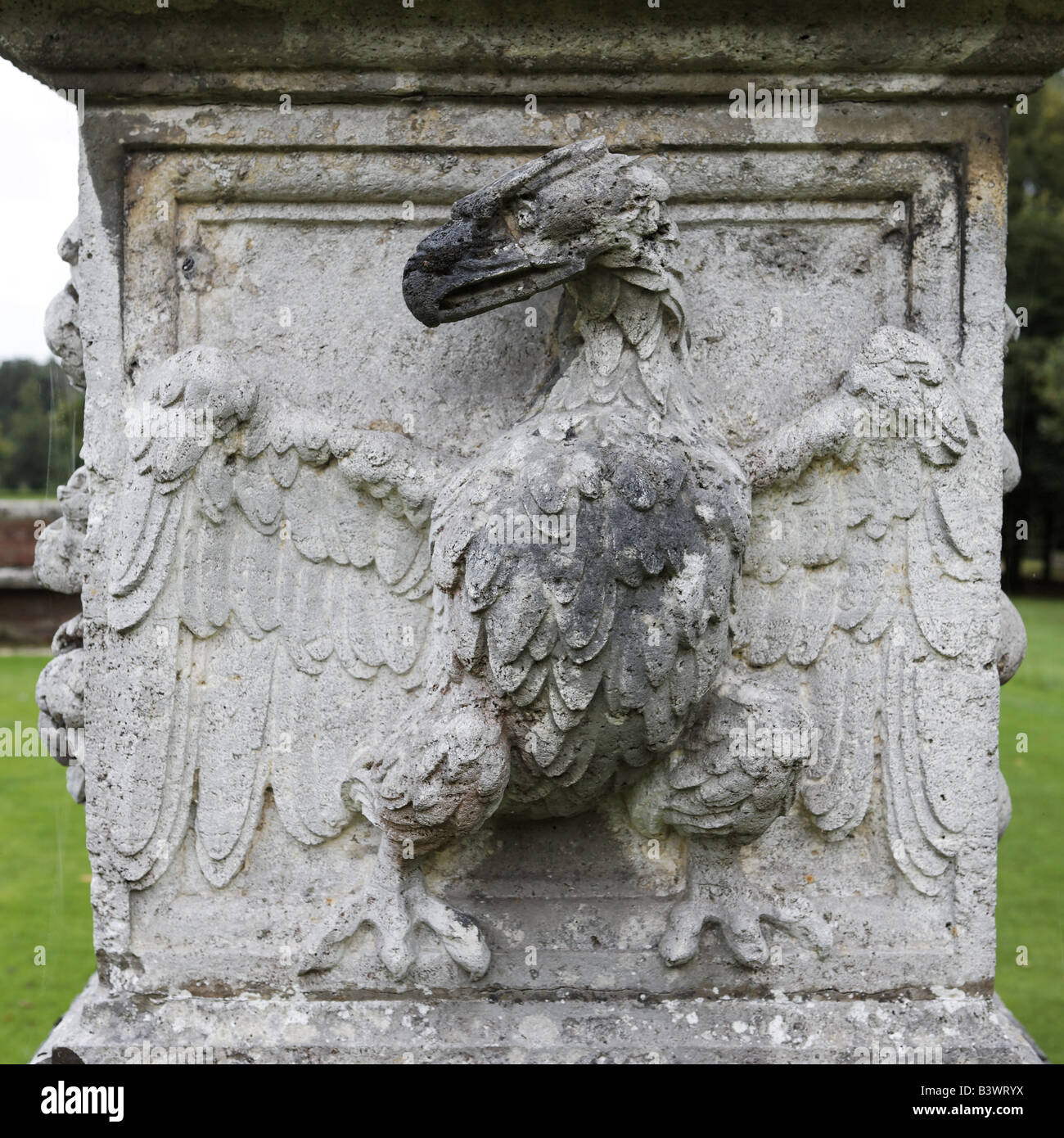 Villa Borghese Rome Balustrade in Clevedens Parterre - Eagle Sculpture Stock Photo