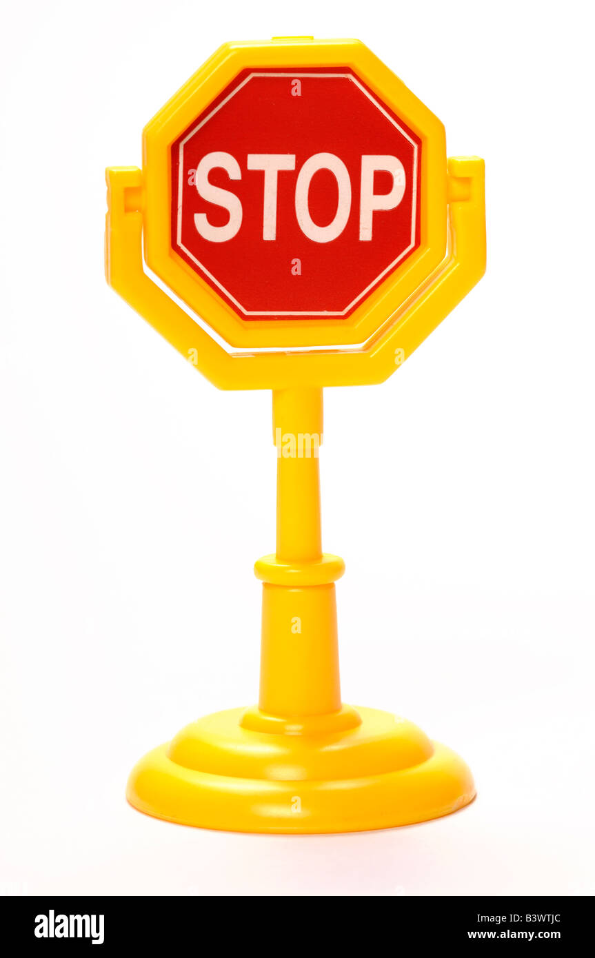 Plastic toy stop sign Stock Photo Alamy