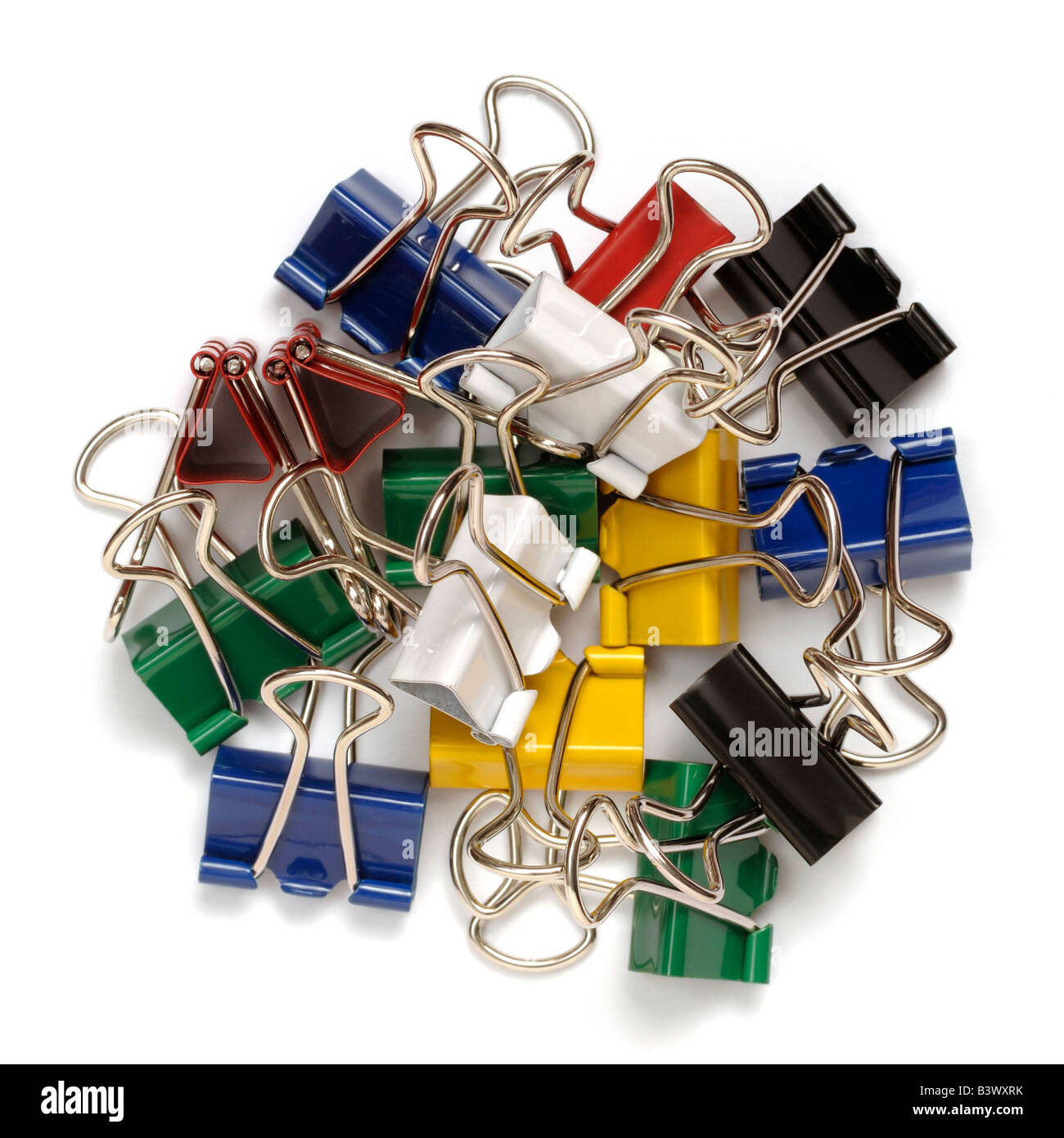 Coloured metal clips Stock Photo