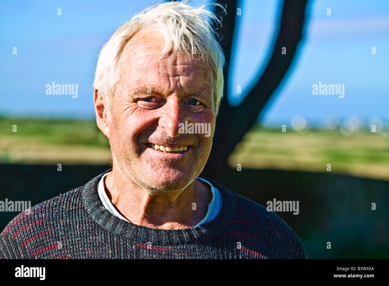 portrait of a retired sailor in isle of Ouessant Brittany France Stock Photo