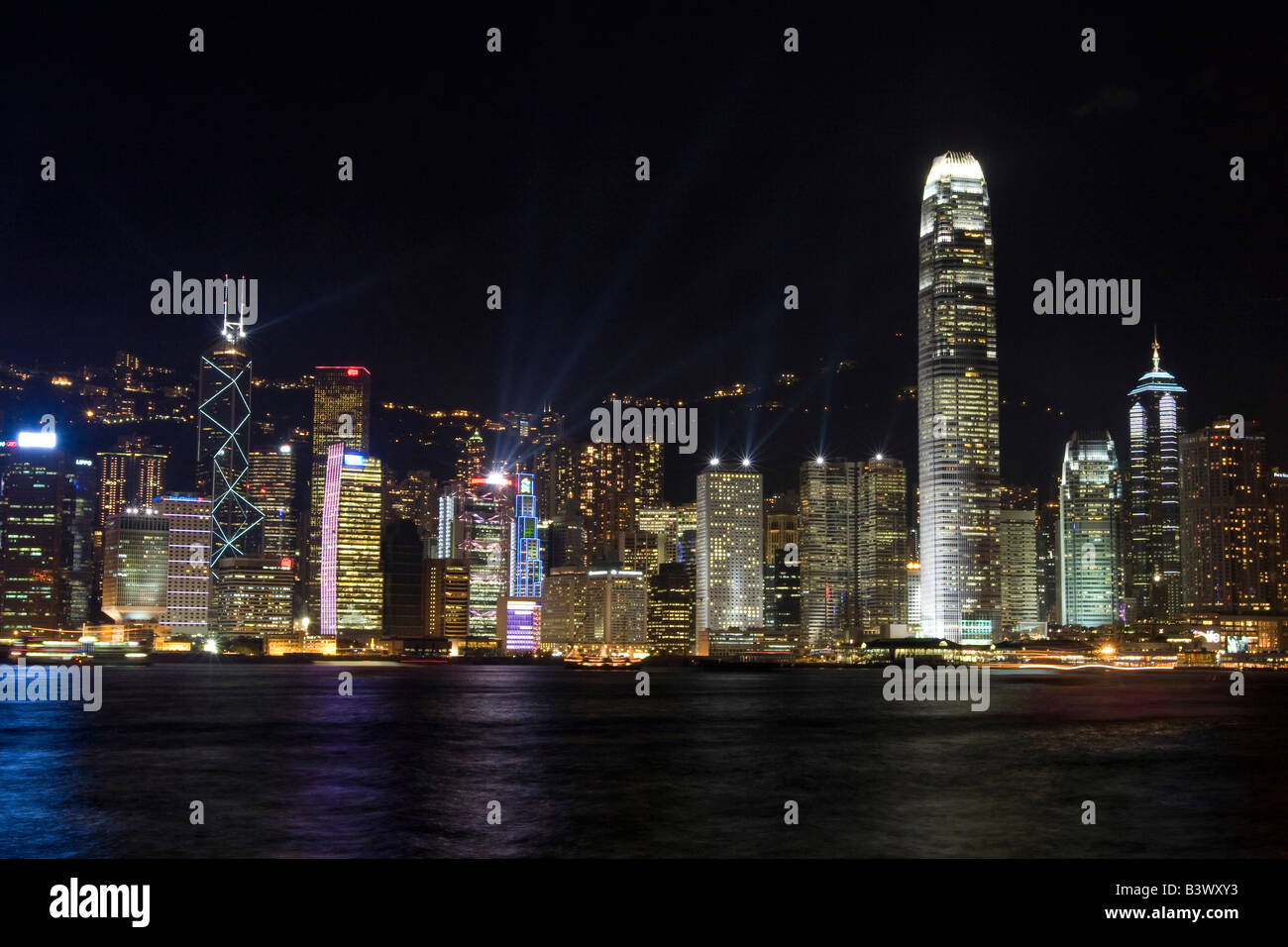 View of Hong Kong Island City lights at night Stock Photo - Alamy