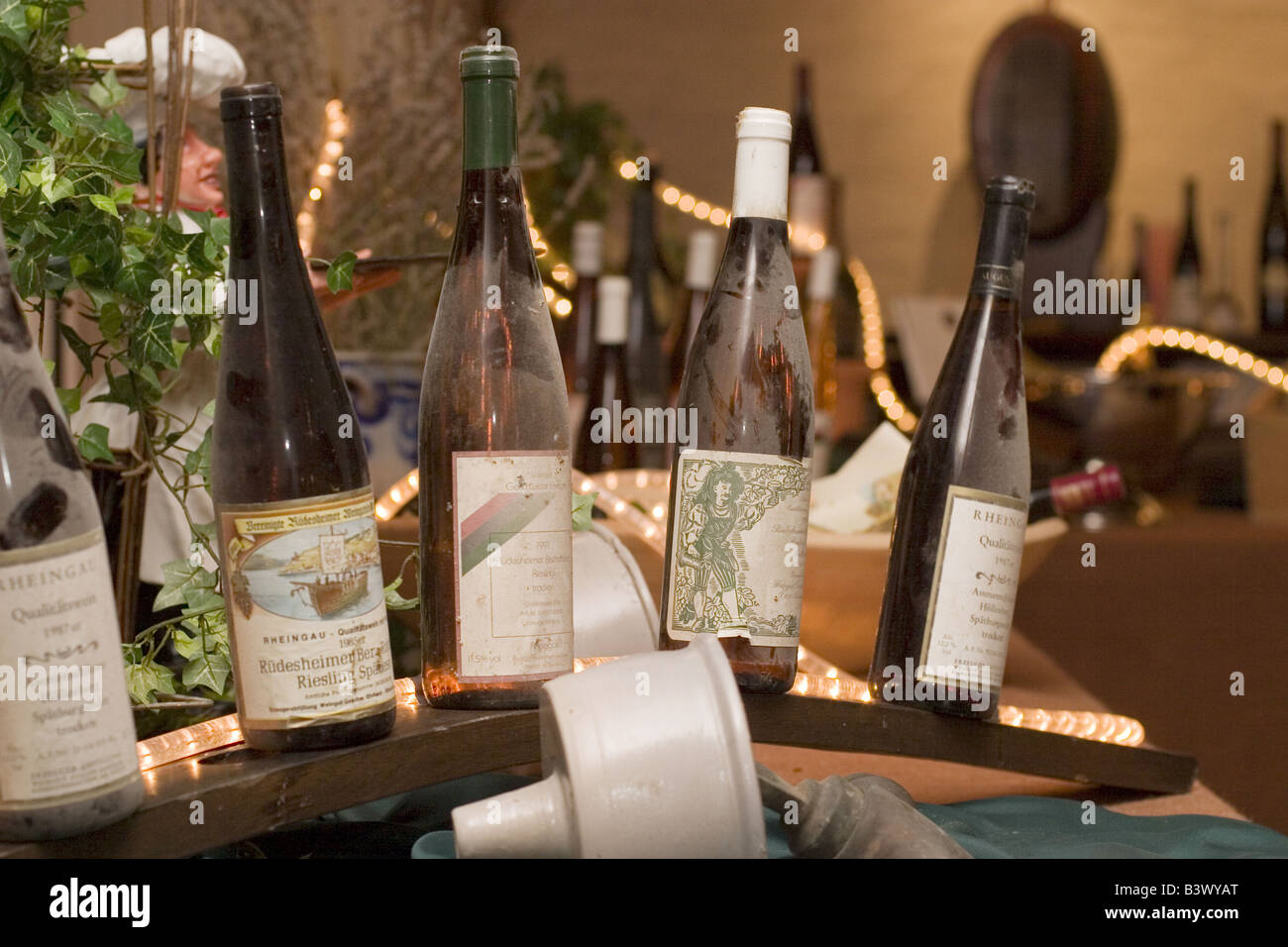 decoration with bottles of wine Stock Photo