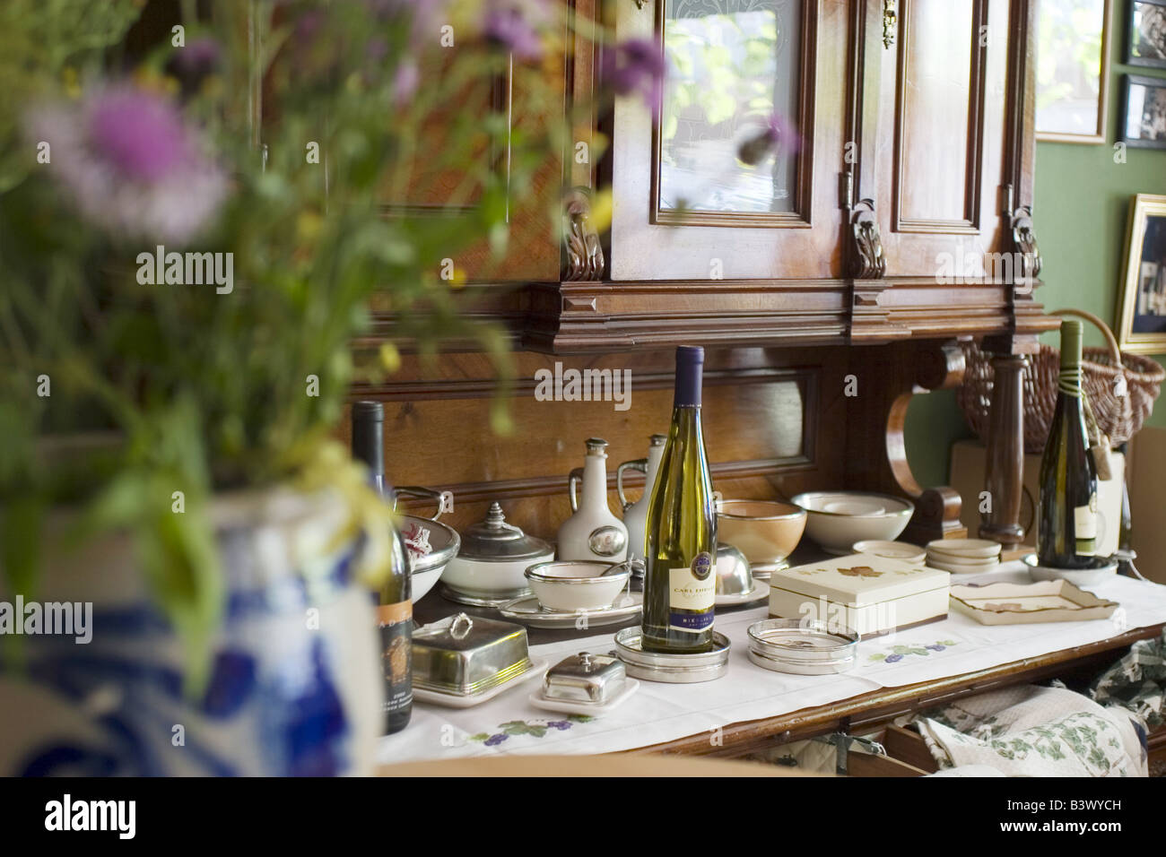 decoration with winebottles Stock Photo - Alamy