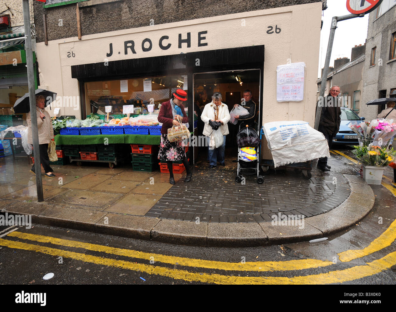 Outside Roaches fruit vegetable shop in Meath street, Dublin, Ireland