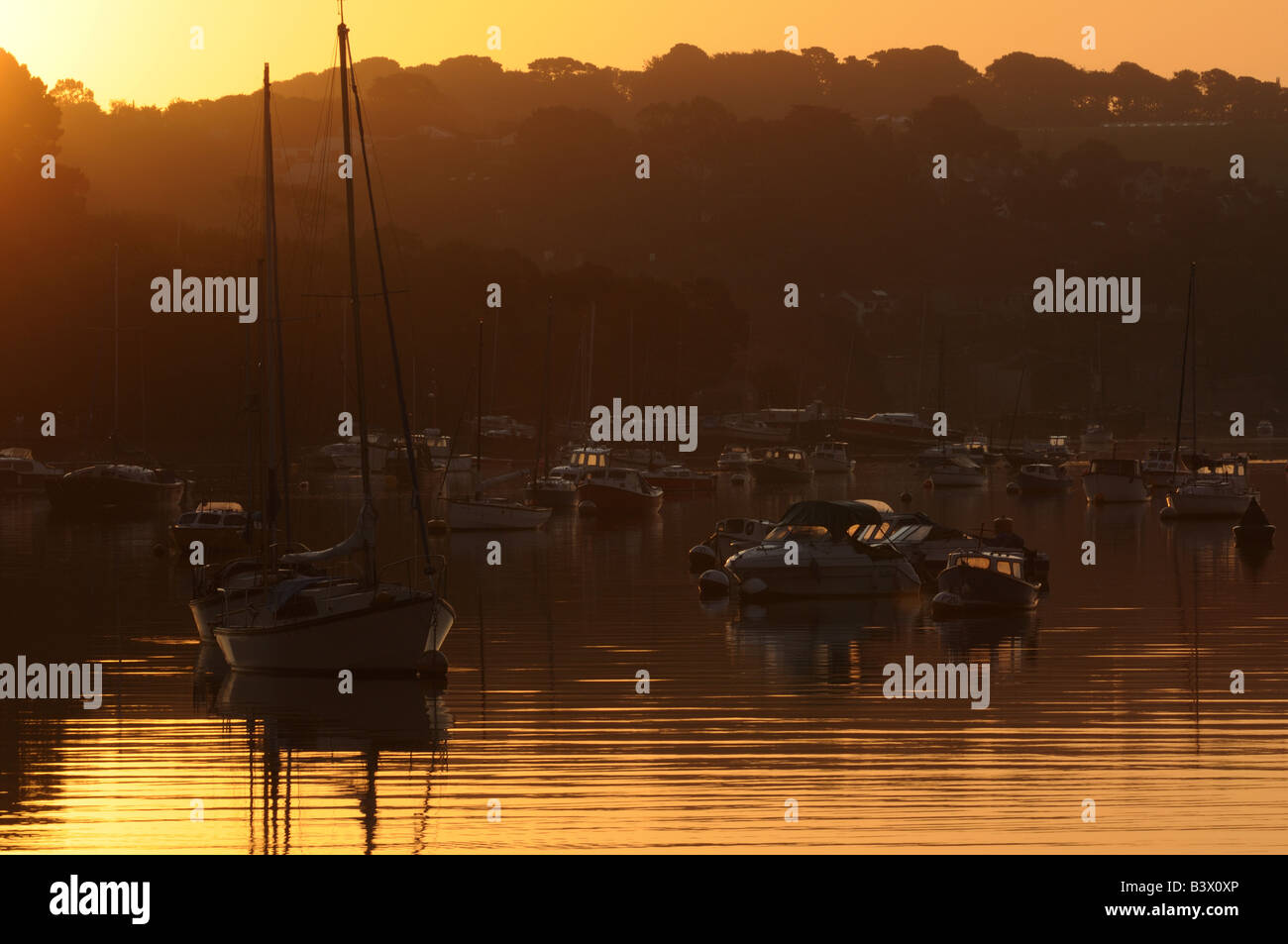 Sunrise at Penryn marina near falmouth cornwall england uk Stock Photo