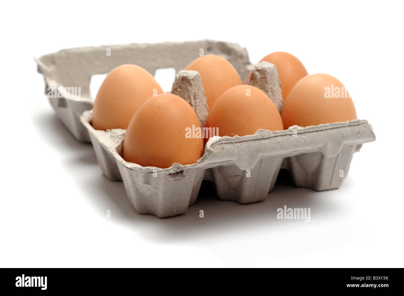 Box of six eggs Stock Photo