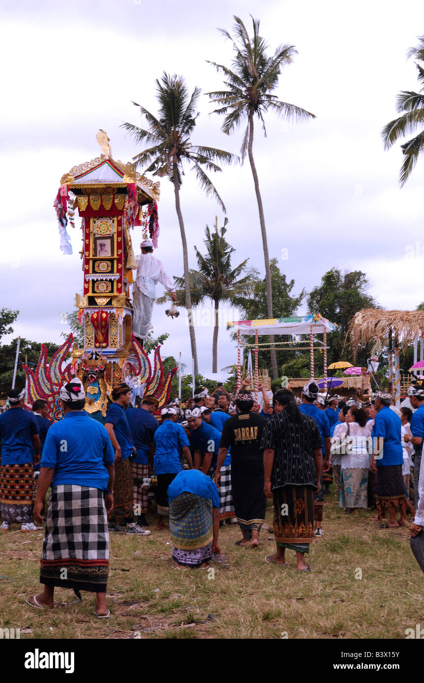 pall bearers at funeral/cremation , traditional balinese mass ceremony ...