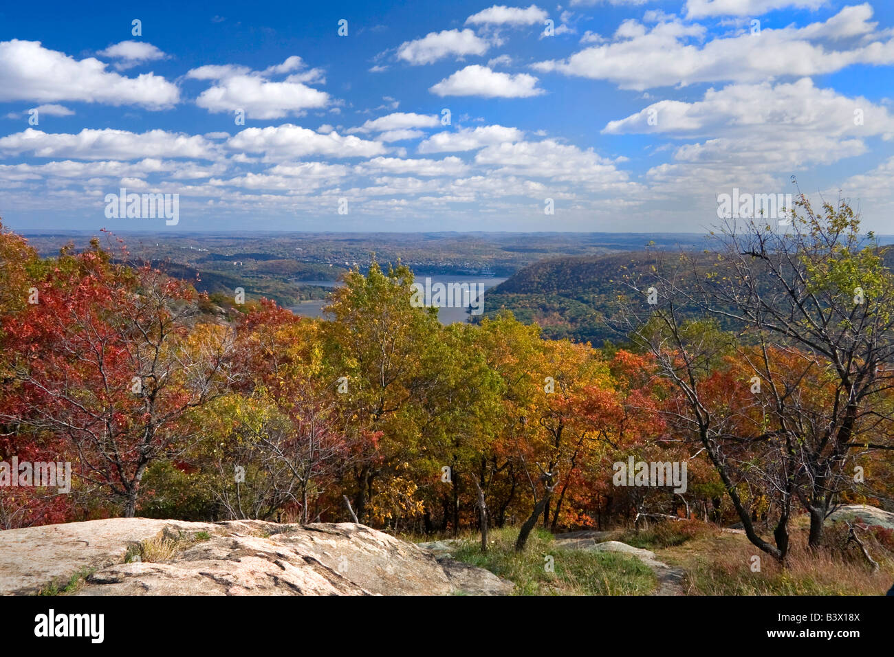 Scenic view of fall trees and lake Stock Photo - Alamy