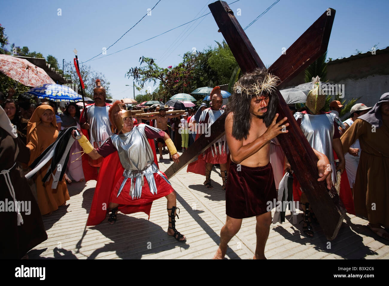 Christ carries his cross during Easter Good Friday procession in