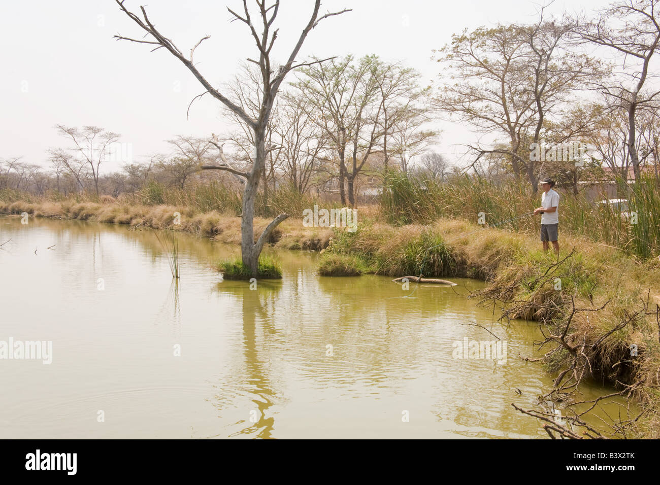 Fly fishing in Kafuie Zambia Africa Stock Photo Alamy