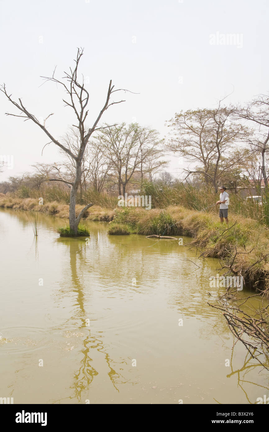 Fly fishing in Kafuie Zambia Africa Stock Photo Alamy