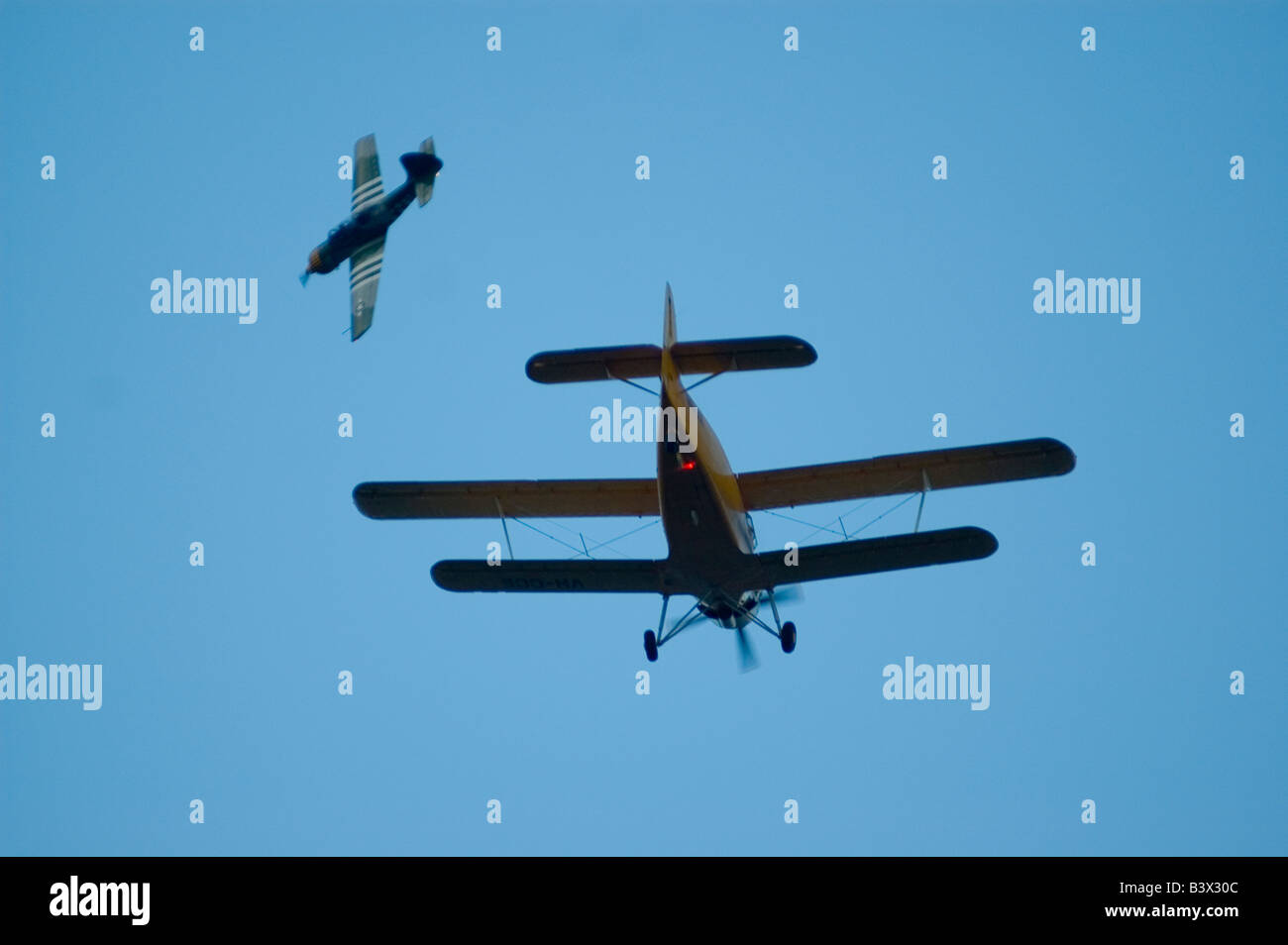 dogfight 2 aircraft Antinov and FW 190 Stock Photo