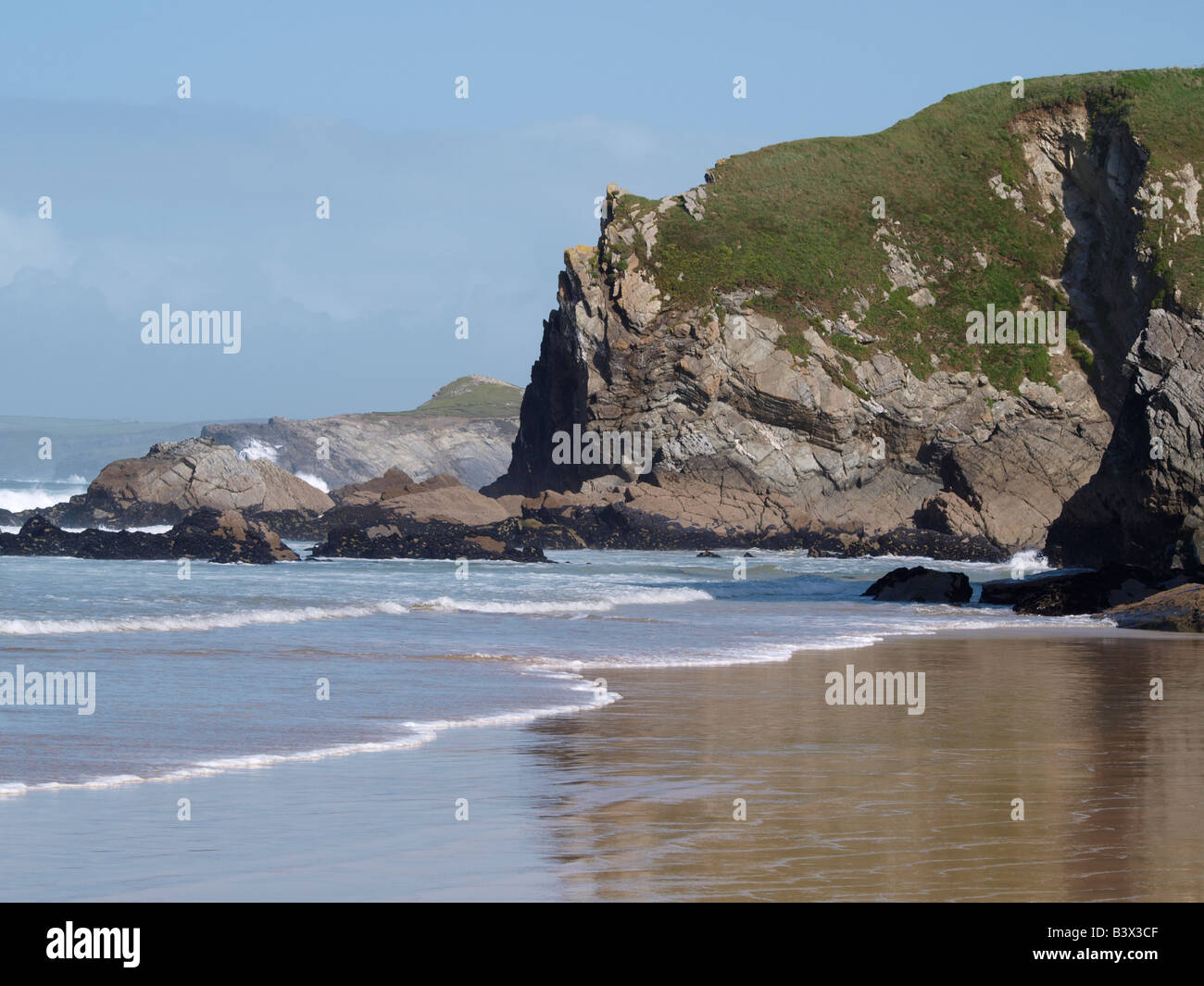 Scenic coastal view, Newquay, Cornwall. Stock Photo
