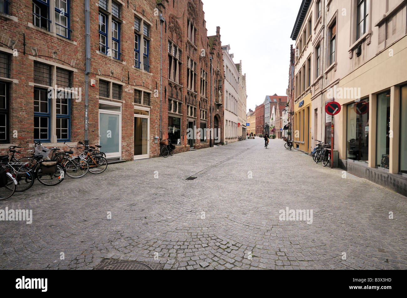 Bruges medieval street, Belgium, Europe Stock Photo
