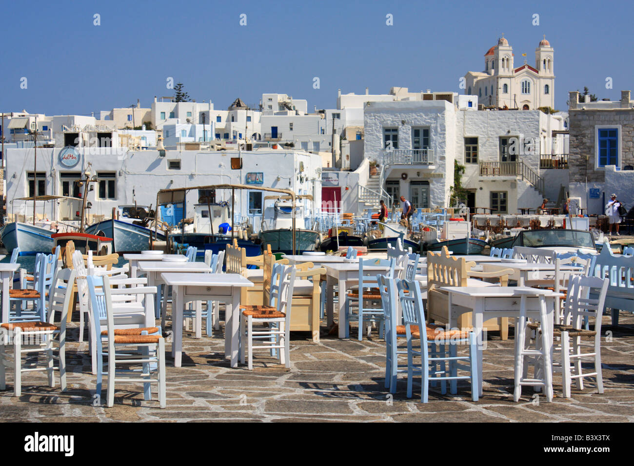Naoussa Harbour Paros Cyclades Island Greece Stock Photo Alamy