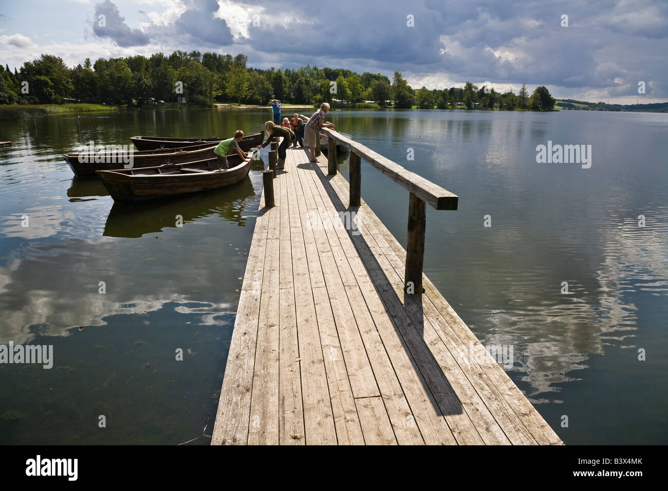 Jetty on Farup Sø (Farup Lake), near Jelling, Jutland, Denmark Stock ...