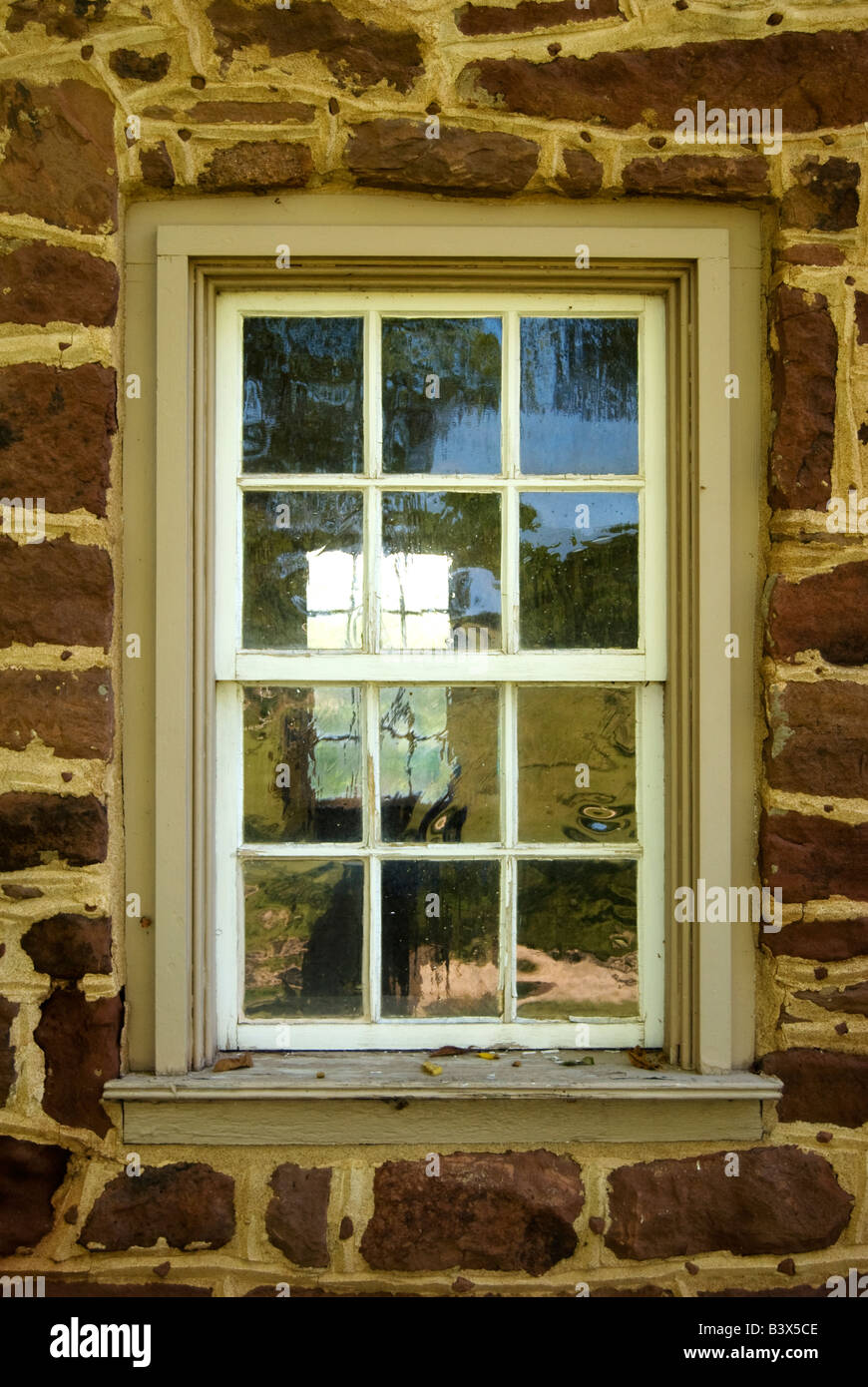 Thick sagging glass in window Stock Photo Alamy