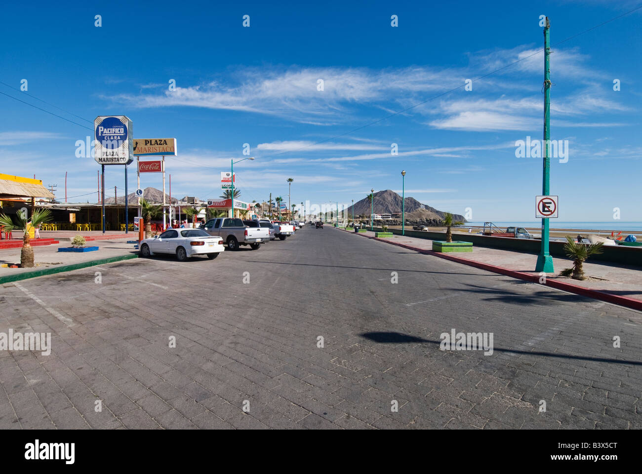 Beachfront main street of San Felipe, Baja California, Mexico Stock
