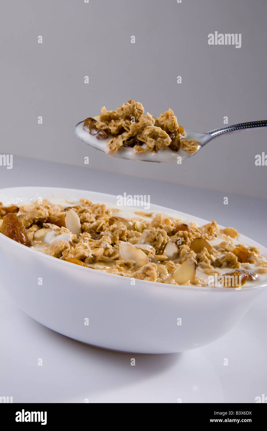 Bowl of Muesli with Milk Stock Photo Alamy