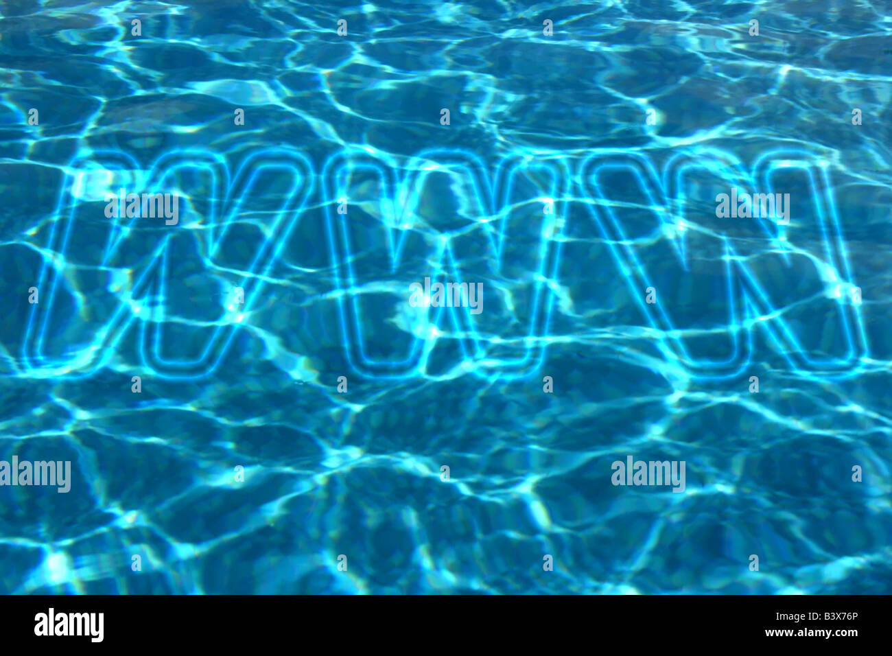 WWW on swimming pool - internet holiday booking concept Stock Photo