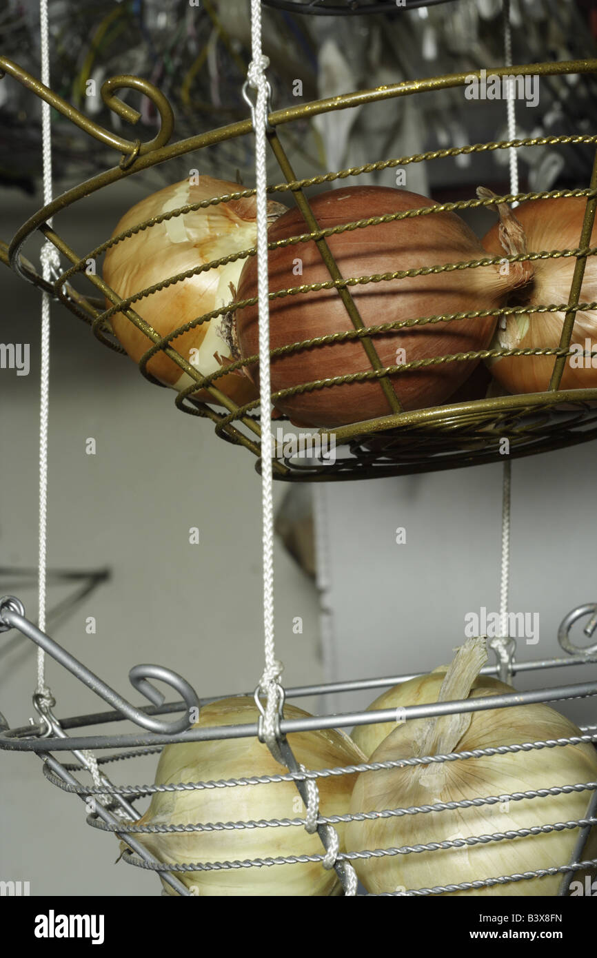 Onions on an Onion Rack Stock Photo Alamy