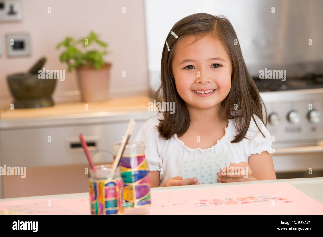 Young Girl Drawing Pictures Stock Photo - Alamy