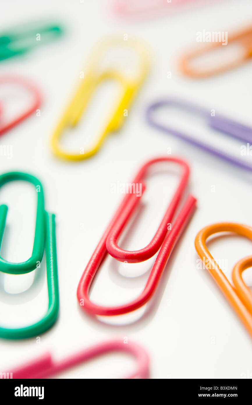 Studio Shot Of Multi Colored Paperclips Stock Photo