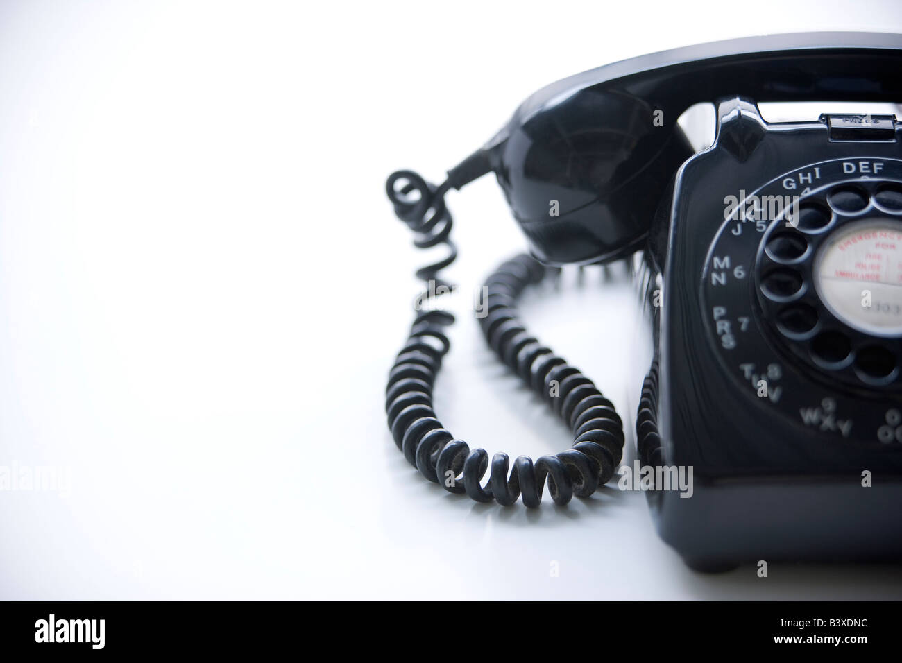 Studio Shot Of A Black Rotary Phone Stock Photo