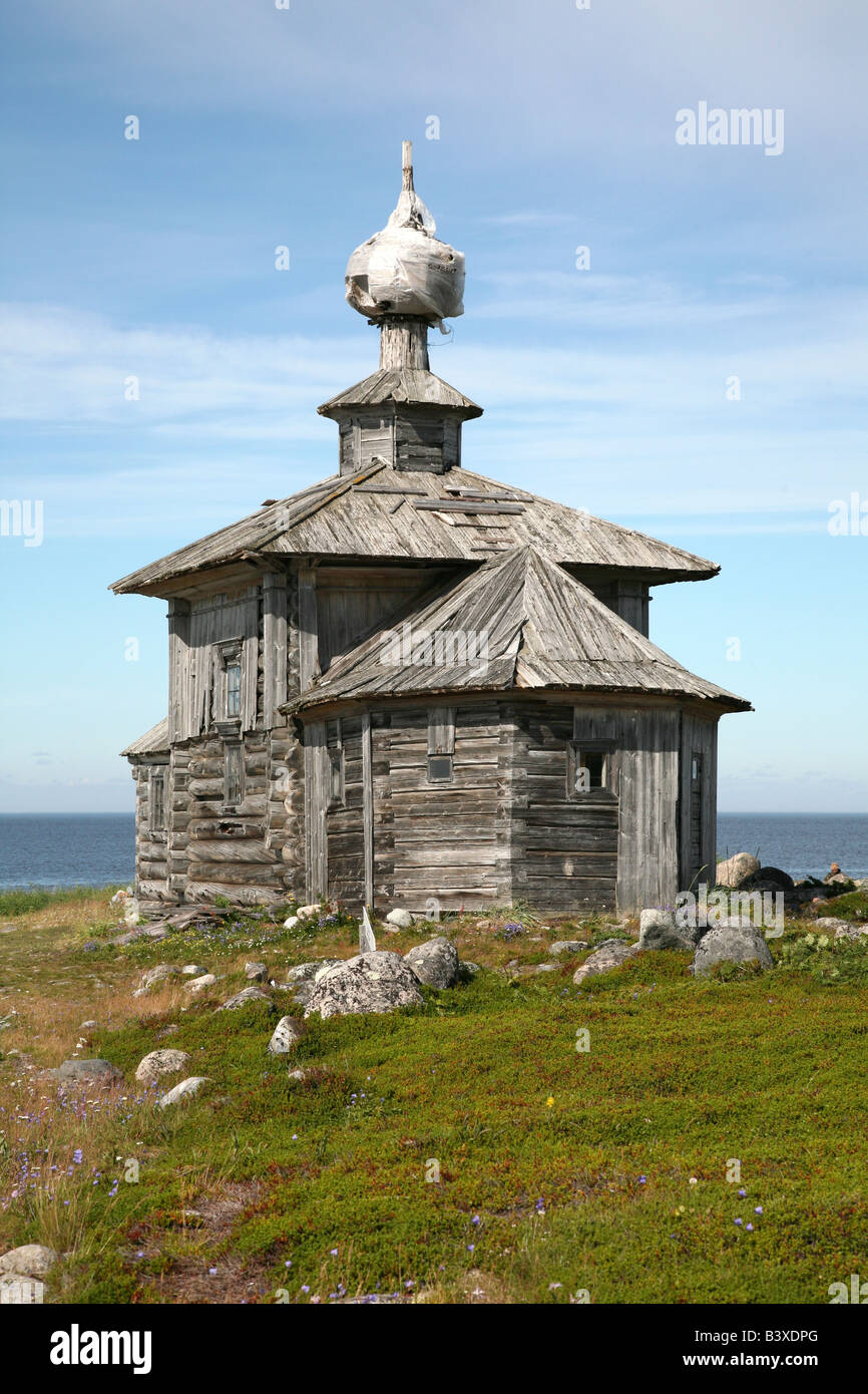 St Andrew's Church on the Zayatsky islands close to the Solovetsky Islands in the White Sea, Russia Stock Photo