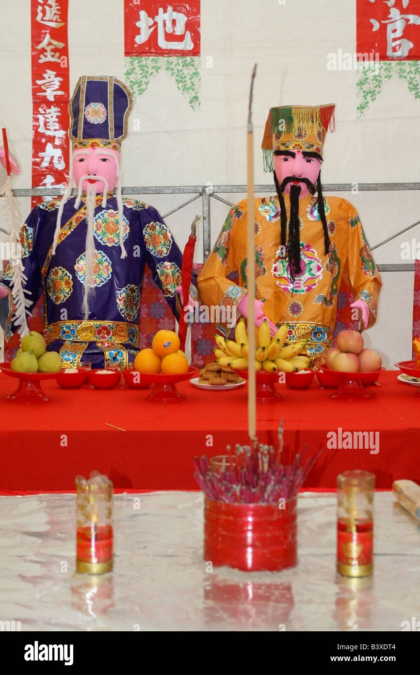 Joss paper effigies of underworld hade judges Taoist festival of the