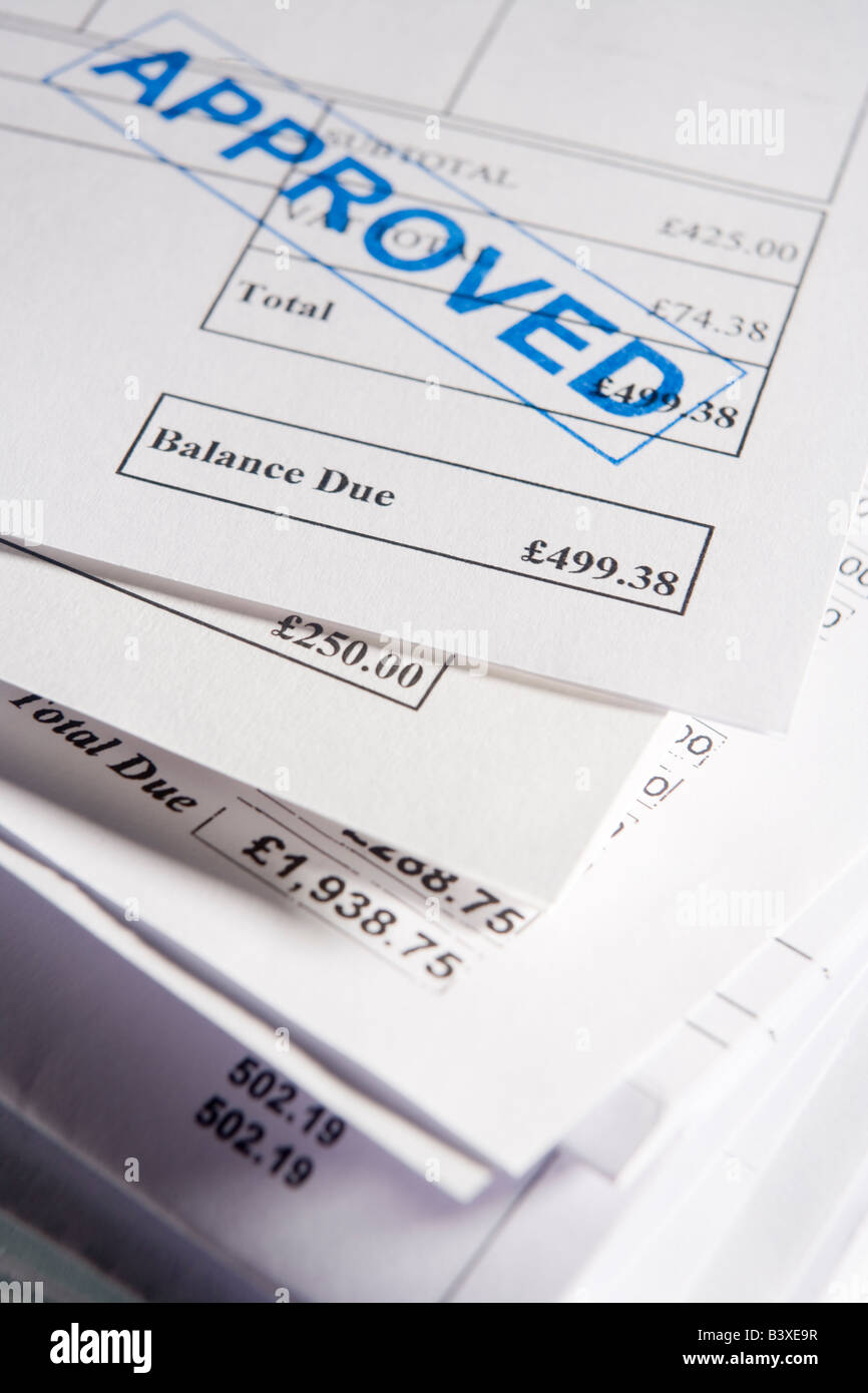 Approved Invoices Stock Photo