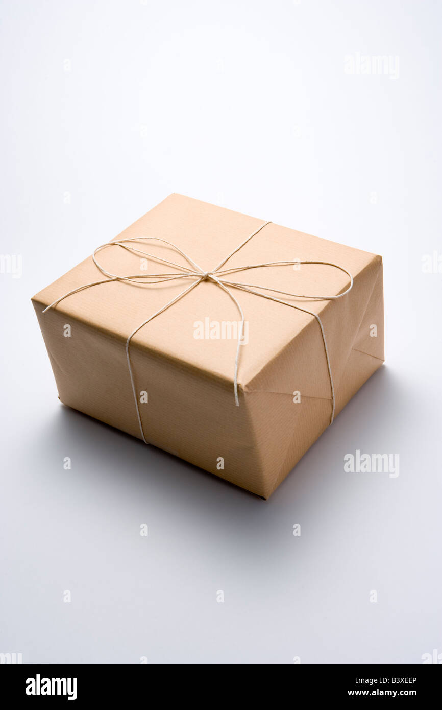 Package Wrapped In Brown Paper Stock Photo Alamy