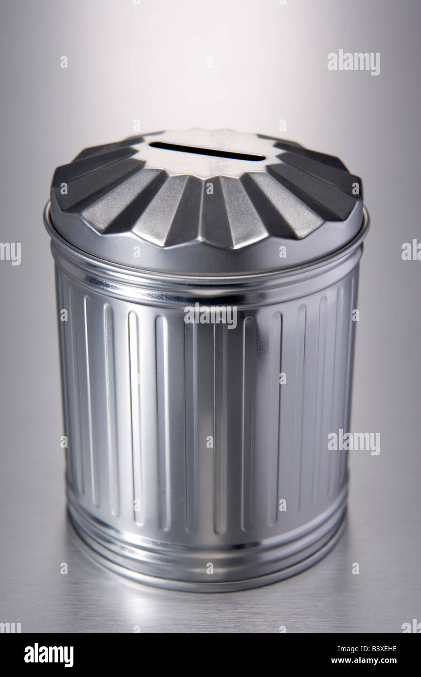 Tin Trash Can Stock Photo Alamy
