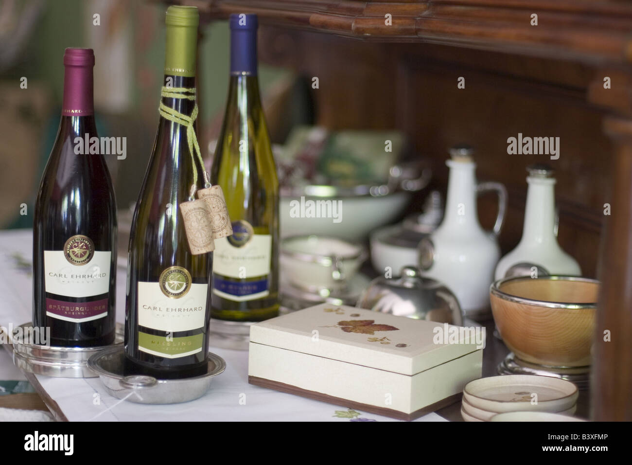 decoration with winebottles Stock Photo - Alamy