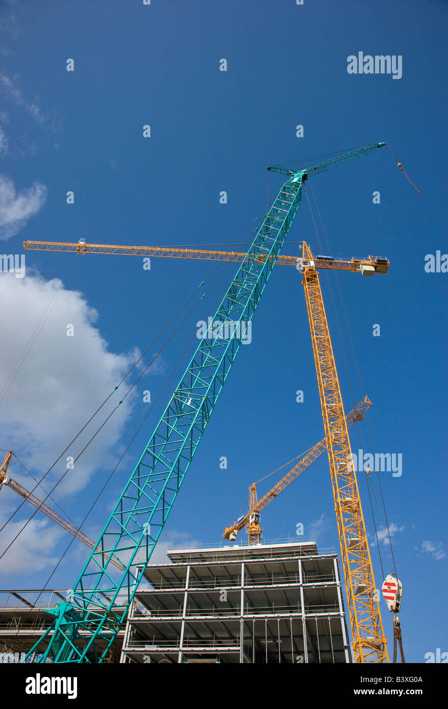 cranes on building site Stock Photo