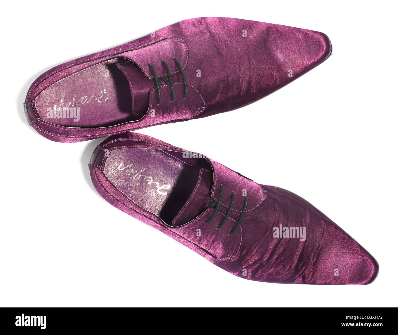 Purple satin shoes Stock Photo