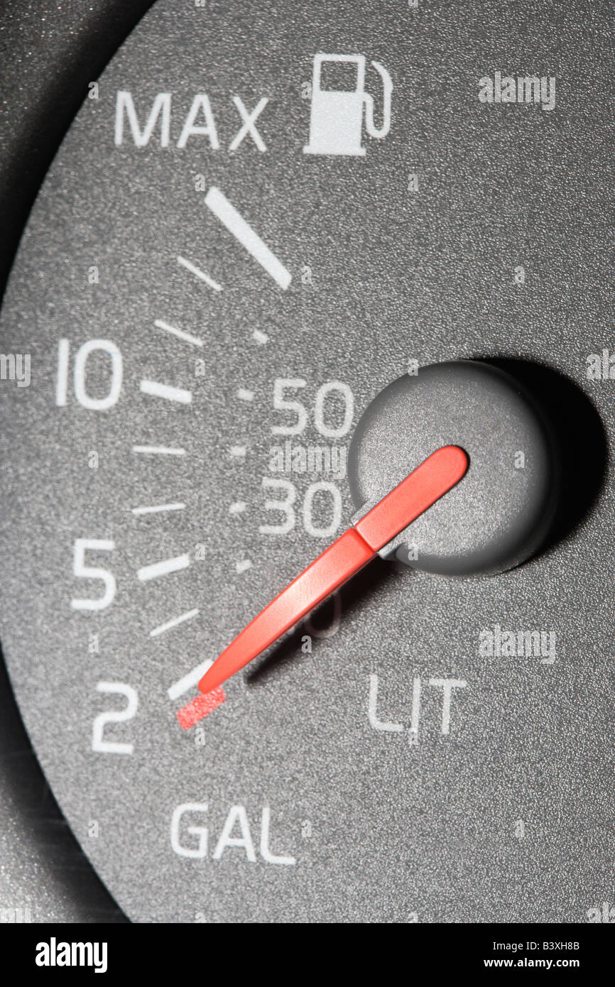 car fuel gauge low Stock Photo