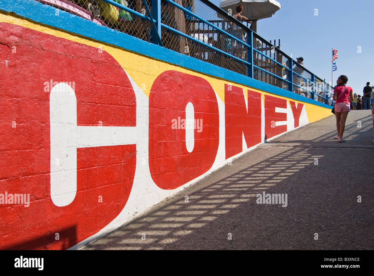 Entrance Ramp to the Coney Island boardwalk in Brooklyn New York City Stock Photo