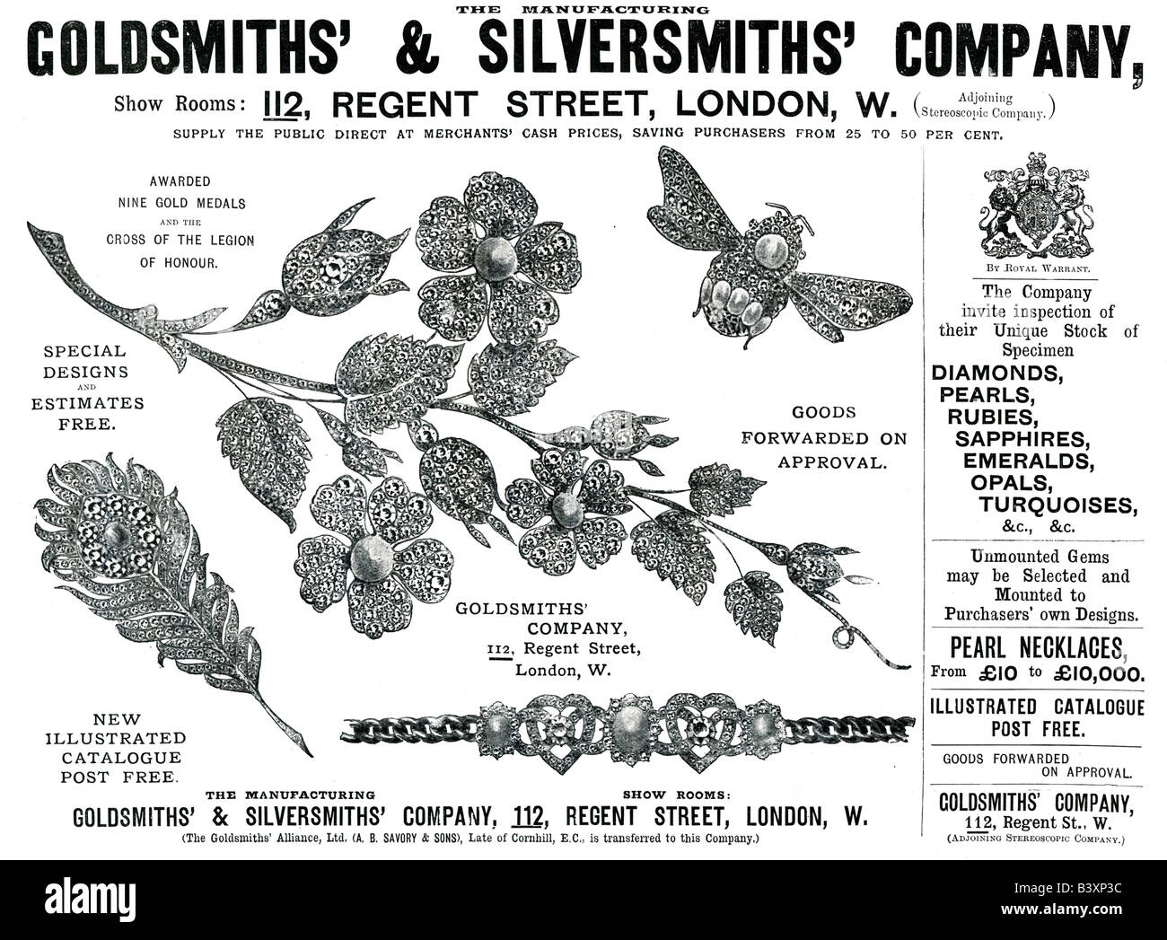 1897 Victorian advertisement for the Goldsmiths & Silversmiths Company