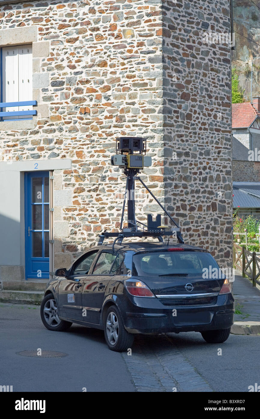 Google Maps's car mapping the streets of Fougères Brittany France Stock Photo