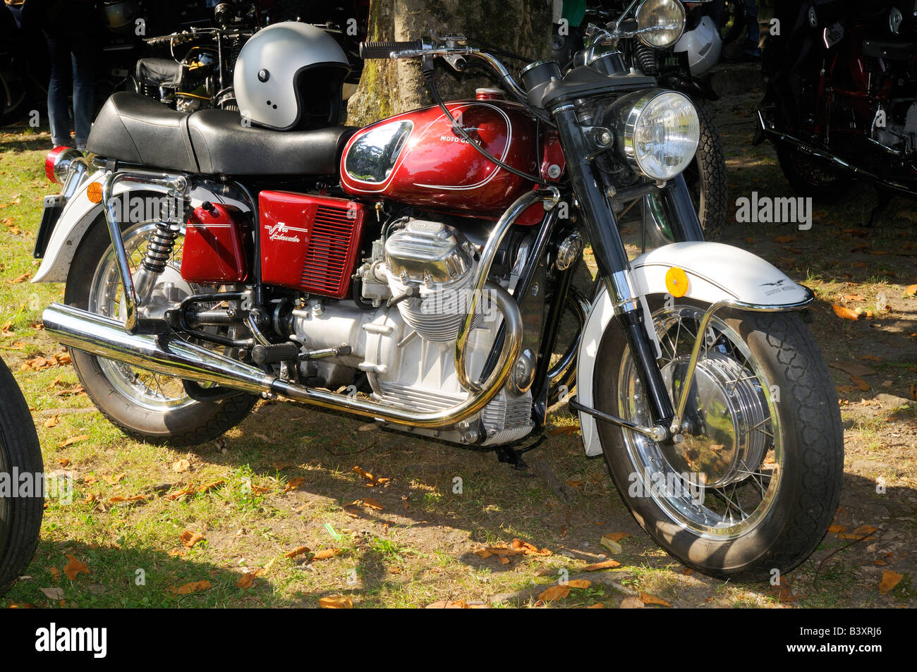 Motoguzzi Ambassador 750 motorcycle in rally in Bellagio Lake