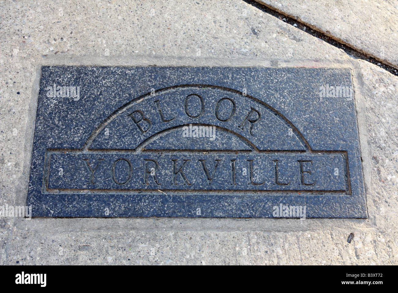 Street ground plaque for Yorkville and Bloor area in Toronto Stock Photo