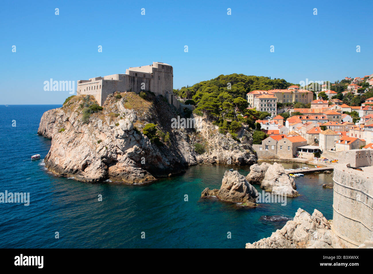 Fort St. Lawrence beside the old town of Dubrovnik, Republic of Croatia, Eastern Europe Stock Photo
